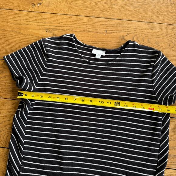 J. Jill Black White Stripe Knit Dress Chevron Side Panels M - Picture 5 of 6